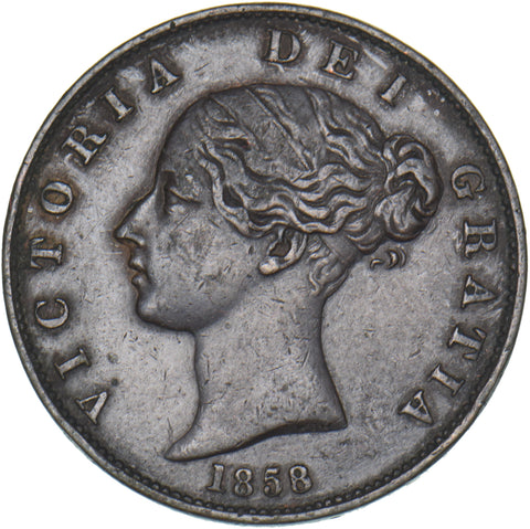 1858 Halfpenny (8 Over 6) - Victoria British Copper Coin - Nice