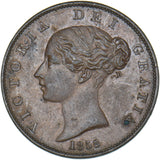 1858 Halfpenny - Victoria British Copper Coin - Very Nice