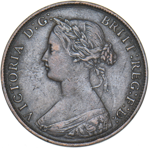 1861 Halfpenny (F282) - Victoria British Bronze Coin - Nice