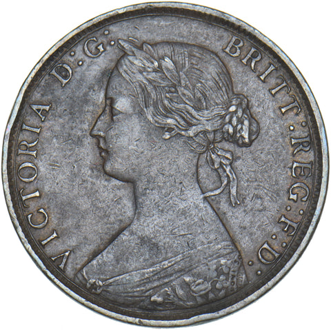 1861 Halfpenny (F282) - Victoria British Bronze Coin - Nice