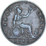 1861 Halfpenny (F279 R12) - Victoria British Bronze Coin