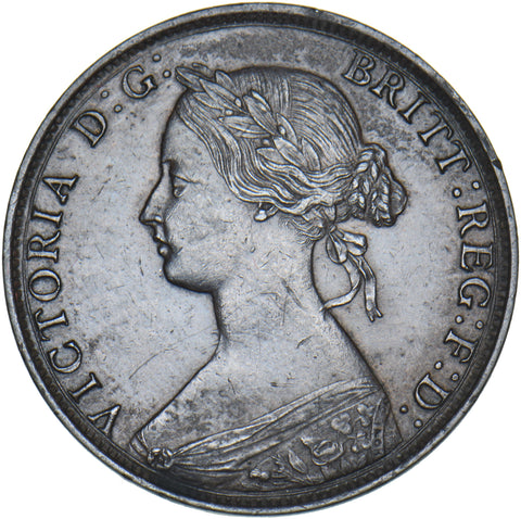 1861 Halfpenny (F282) - Victoria British Bronze Coin - Very Nice
