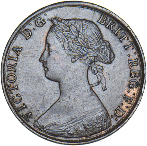 1861 Halfpenny (F277) - Victoria British Bronze Coin - Very Nice