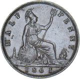 1861 Halfpenny (F277) - Victoria British Bronze Coin - Very Nice