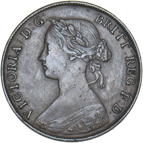 1861 Halfpenny (F277) - Victoria British Bronze Coin - Nice