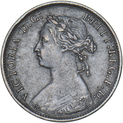 1875 H Halfpenny - Victoria British Bronze Coin - Nice