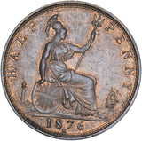 1876 H Halfpenny - Victoria British Bronze Coin - Superb