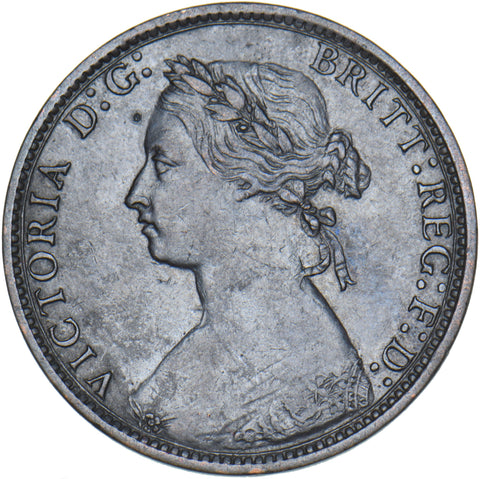 1876 H Halfpenny - Victoria British Bronze Coin - Nice