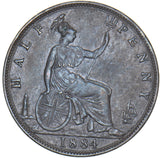 1884 Halfpenny - Victoria British Bronze Coin - Very Nice