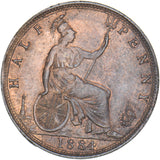1884 Halfpenny - Victoria British Bronze Coin - Very Nice