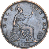 1886 Halfpenny - Victoria British Bronze Coin - Nice