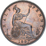1887 Halfpenny - Victoria British Bronze Coin - Superb