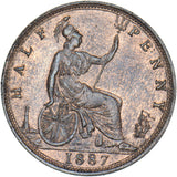 1887 Halfpenny - Victoria British Bronze Coin - Very Nice
