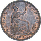 1891 Halfpenny - Victoria British Bronze Coin - Superb