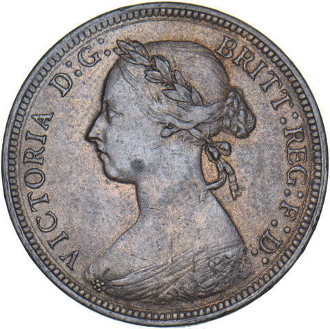 1892 Halfpenny - Victoria British Bronze Coin - Very Nice