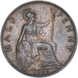 1895 Halfpenny - Victoria British Bronze Coin - Very Nice