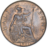 1901 Halfpenny - Victoria British Bronze Coin - Very Nice