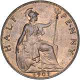 1901 Halfpenny - Victoria British Bronze Coin - Superb