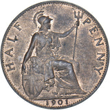 1901 Halfpenny - Victoria British Bronze Coin - Superb