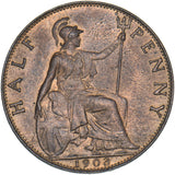 1903 Halfpenny - Edward VII British Bronze Coin - Superb