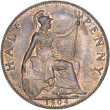 1904 Halfpenny - Edward VII British Bronze Coin - Superb
