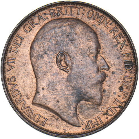 1907 Halfpenny - Edward VII British Bronze Coin - Very Nice