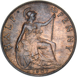 1907 Halfpenny - Edward VII British Bronze Coin - Very Nice