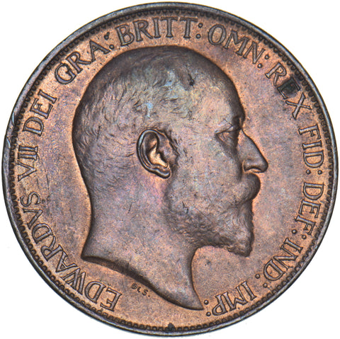 1907 Halfpenny - Edward VII British Bronze Coin - Superb