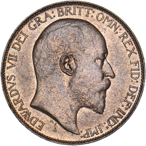 1908 Halfpenny - Edward VII British Bronze Coin - Superb