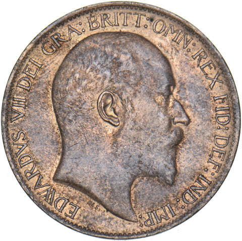 1908 Halfpenny - Edward VII British Bronze Coin - Very Nice