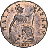 1911 Halfpenny - George V British Bronze Coin - Superb