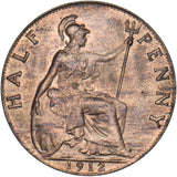 1912 Halfpenny - George V British Bronze Coin - Superb