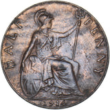 1914 Halfpenny - George V British Bronze Coin - Very Nice