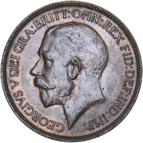 1915 Halfpenny - George V British Bronze Coin - Very Nice