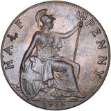 1915 Halfpenny - George V British Bronze Coin - Very Nice