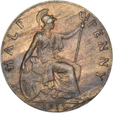 1915 Halfpenny - George V British Bronze Coin - Very Nice