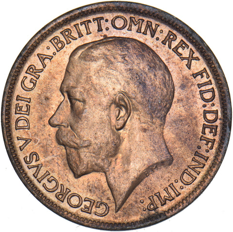 1917 Halfpenny - George V British Bronze Coin - Superb