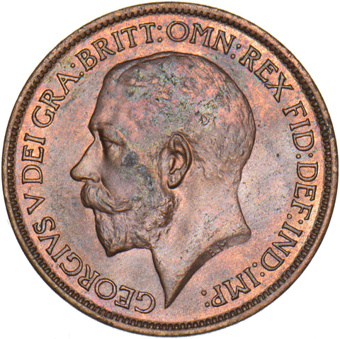 1919 Halfpenny - George V British Bronze Coin - Superb