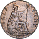 1919 Halfpenny - George V British Bronze Coin - Very Nice