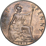 1919 Halfpenny - George V British Bronze Coin - Very Nice
