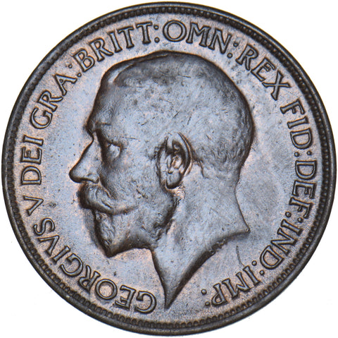1920 Halfpenny - George V British Bronze Coin - Very Nice