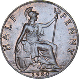 1920 Halfpenny - George V British Bronze Coin - Very Nice