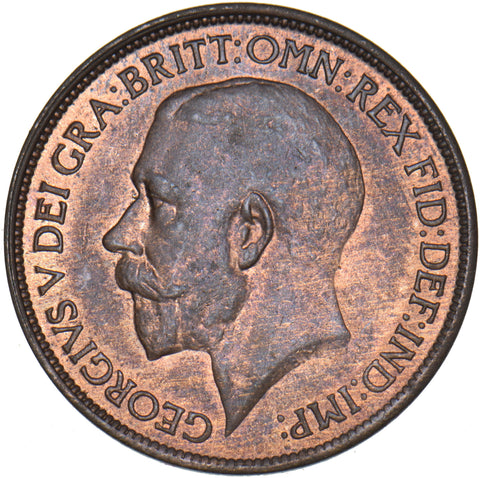 1921 Halfpenny - George V British Bronze Coin - Superb