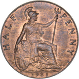 1921 Halfpenny - George V British Bronze Coin - Superb