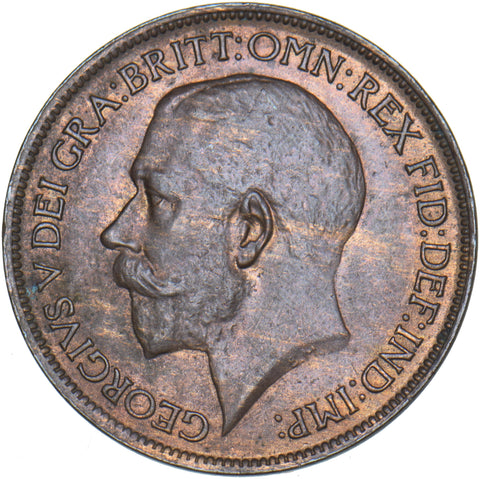 1921 Halfpenny - George V British Bronze Coin - Very Nice