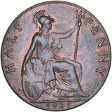 1921 Halfpenny - George V British Bronze Coin - Very Nice