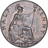 1922 Halfpenny - George V British Bronze Coin - Very Nice