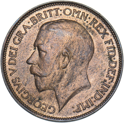 1923 Halfpenny - George V British Bronze Coin - Very Nice