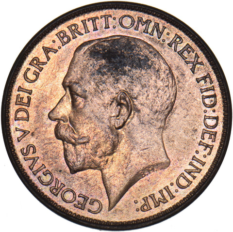1925 Halfpenny - George V British Bronze Coin - Very Nice