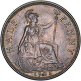 1925 Halfpenny (Modified Effigy) - George V British Bronze Coin - Superb